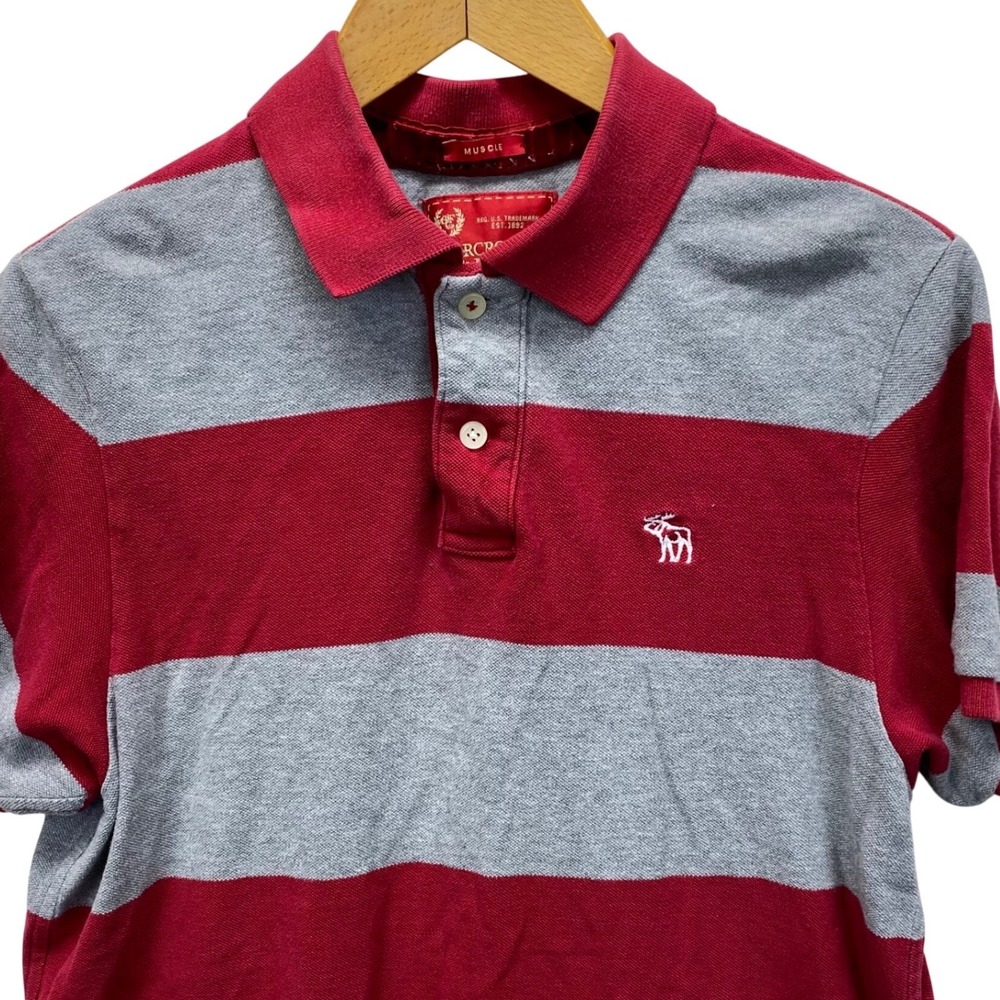 Abercrombie & Fitch Polo Shirt Boys Large Rugby Striped Muscle Fit Cotton VTG